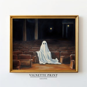 Fantasma en el teatro / Pintura de arte imprimible / Nostalgia / Academia oscura / Arte de cine en casa / Retro oscuro gótico / Inquietante