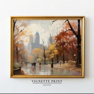 Autumn City Park | Printable Art | Central Park New York Inspired | Fine Art | Oil Painting