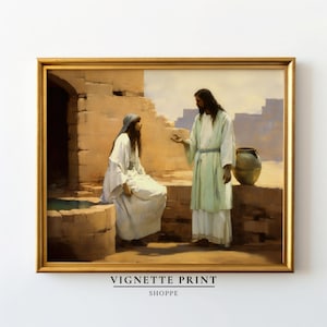 Woman at the Well | Jesus and Samaritan Woman | Printable Art | Christian Art | Bible Art | Scripture Art | Religious Art