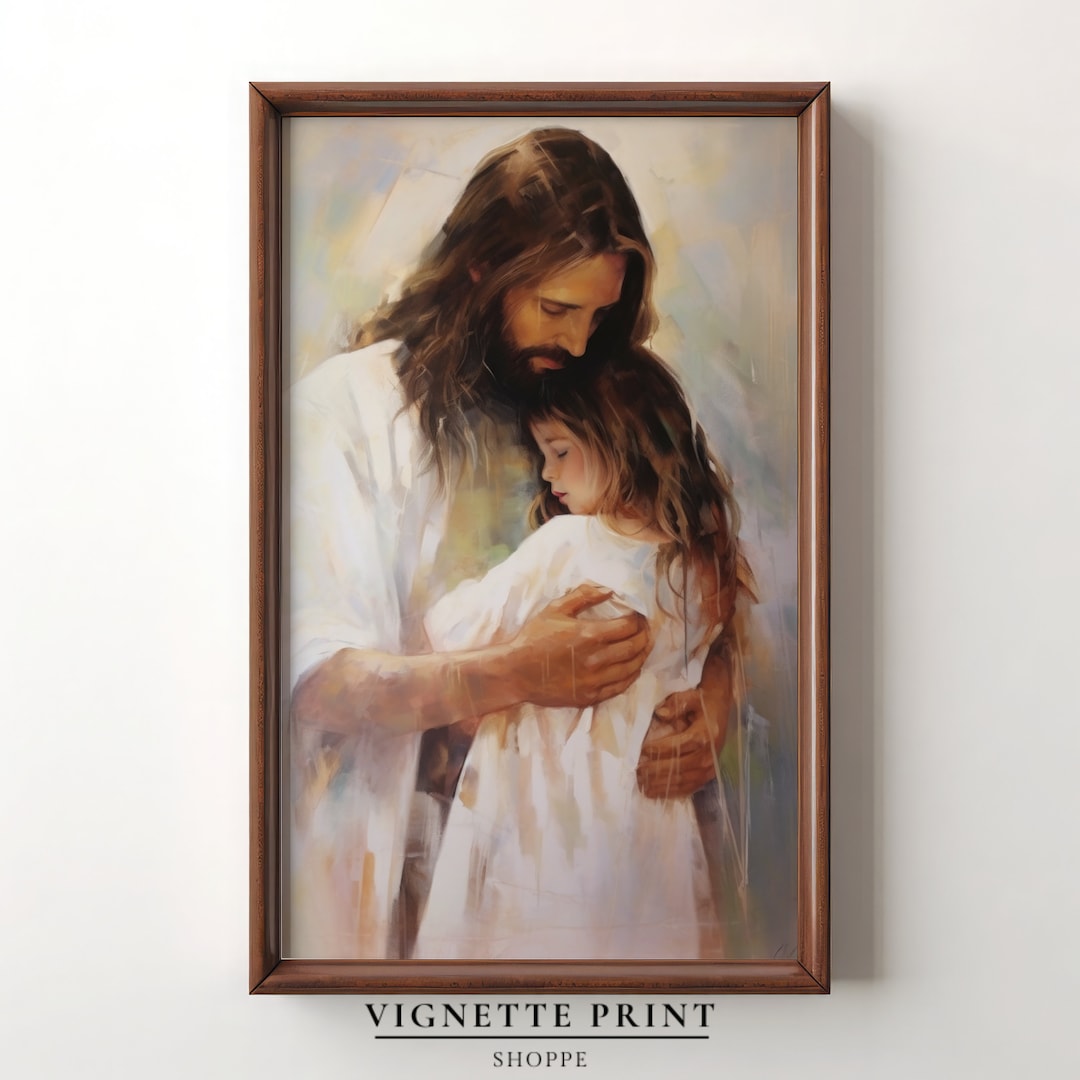 Our Savior's Love Jesus Holds a Little Girl Christian Art LDS Art Jesus