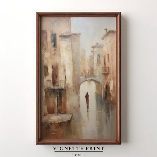 Vintage Abstract Italian Street | Old Italy Painting | Printable Art | Muted Neutral | Italian City Scape | Walk in Italy | Home Decor