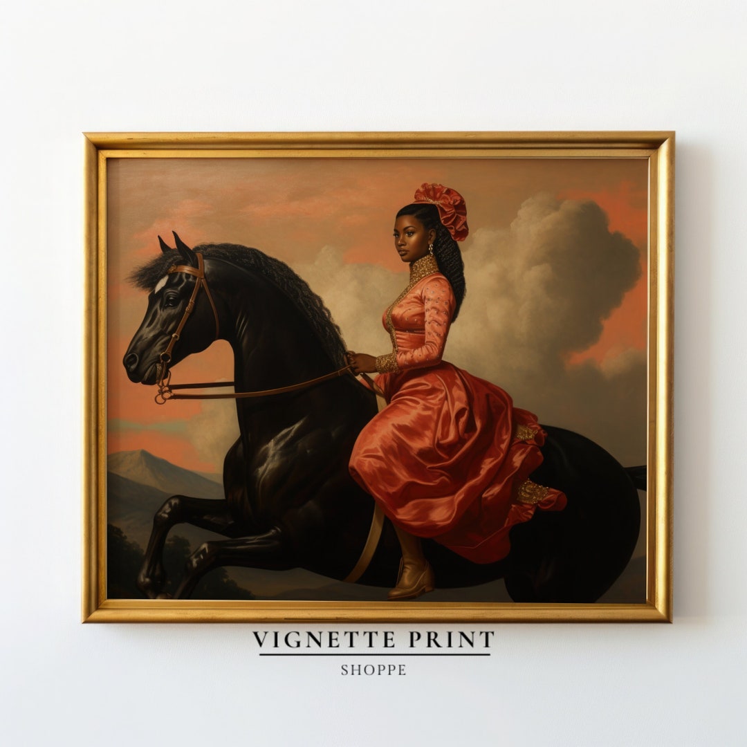 Vintage Woman on Her Steed | Print Art | Horse and Rider | Equestrian ...