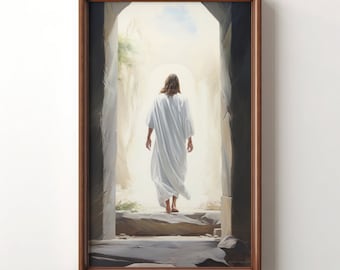 He Is Risen | The Tomb Is Empty | Jesus Leaving the Garden Tomb | Print Art | Christian Art | The Resurrected Lord | Easter