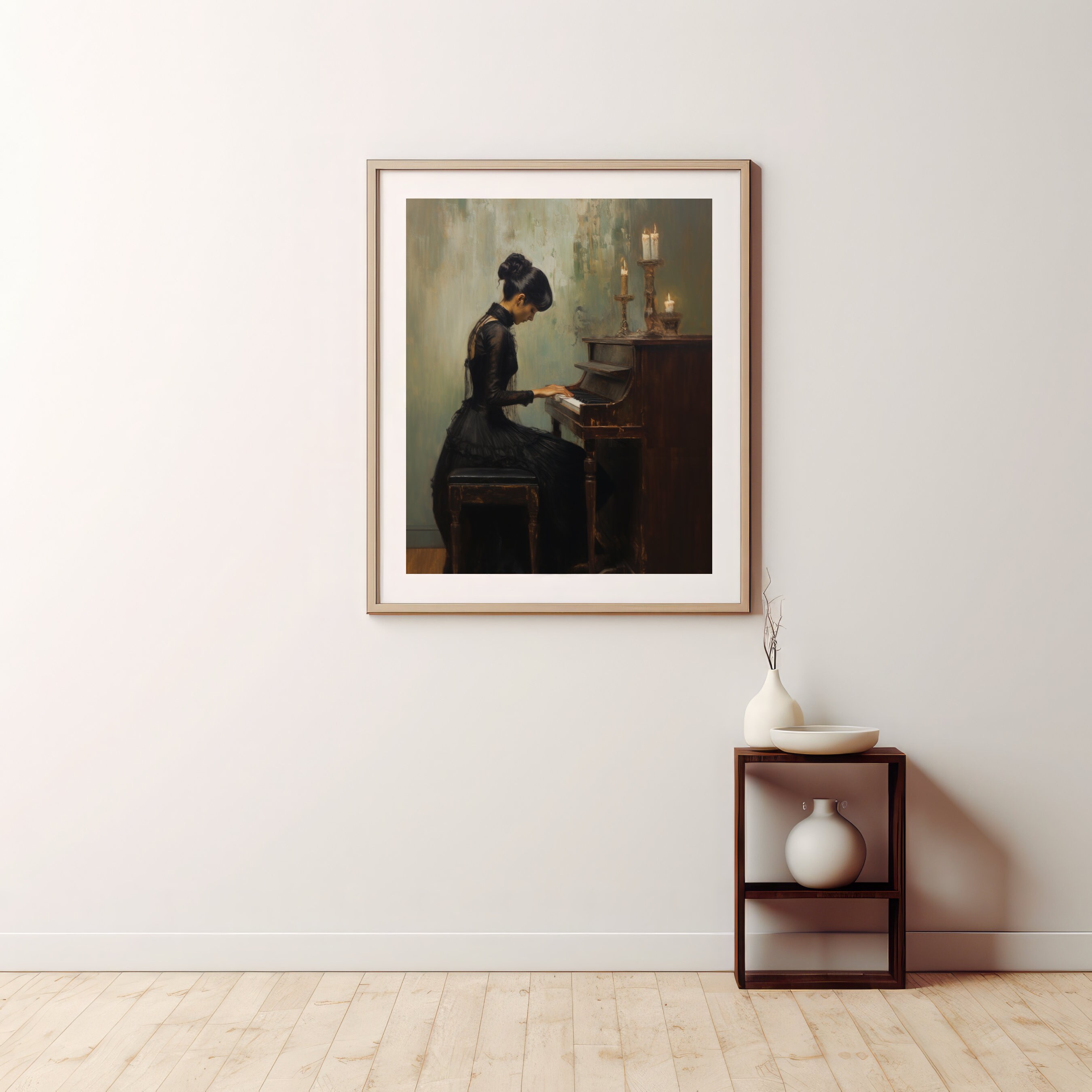 Vintage Moody Portrait Victorian Woman Playing Piano Print - Etsy