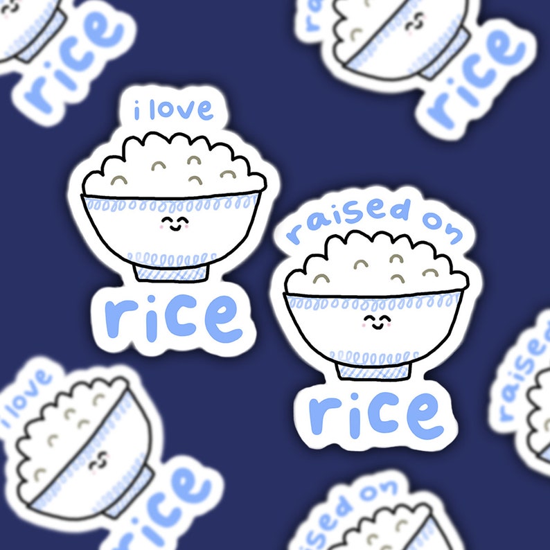 Raised on Rice Vinyl Sticker, Asian American AAPI Food Decal - Etsy
