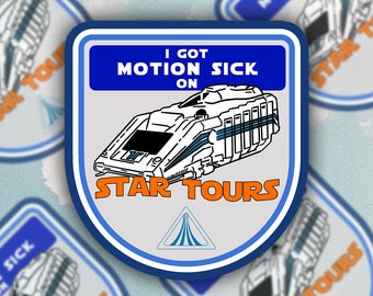 Star Tours Motion Sick Vinyl Sticker, Funny Star Wars Ride Decal