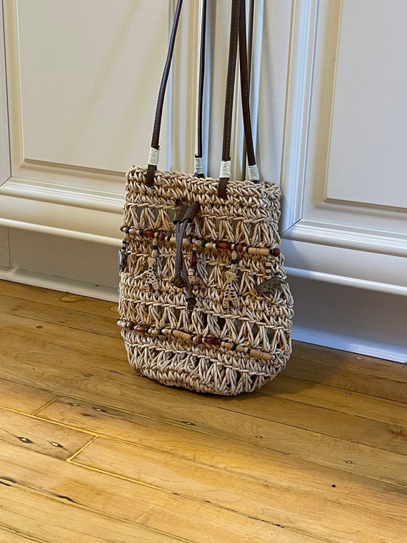 Unique Woven Straw Bucket Bag