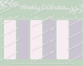 Digital Weekly Calendar Printable Downloadable Etsy Digital Weekly Calendar Printable Downloadable Etsy