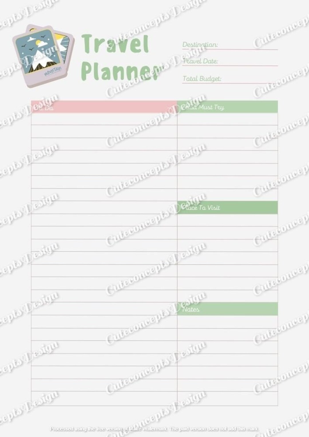 Digital Travel Planner Printable - Etsy