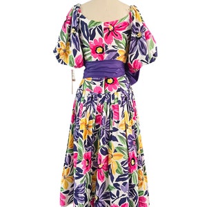 1980s Victor Costa Floral Dress image 6