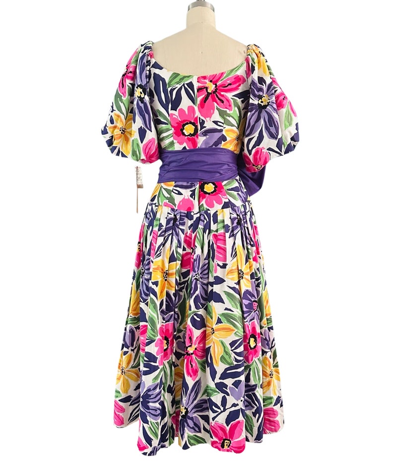 1980s Victor Costa Floral Dress image 6