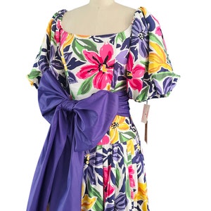 1980s Victor Costa Floral Dress image 4