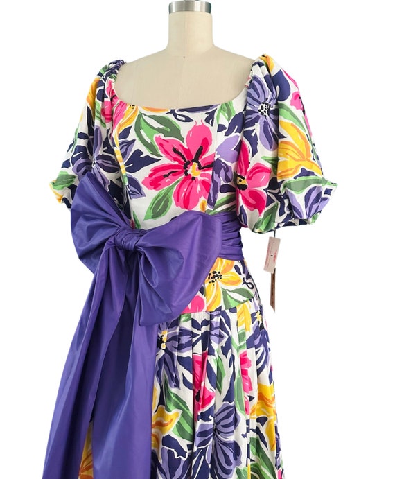 1980s Victor Costa Floral Dress - image 4