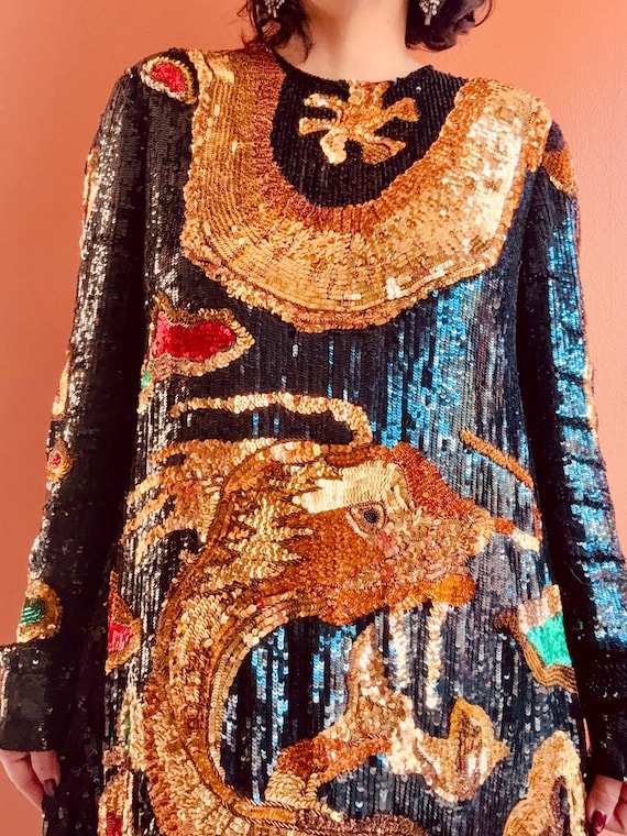 Valentino Sequin Silk Dress - Etsy Valentino Sequin Silk Dress - Etsy