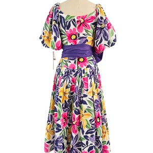 1980s Victor Costa Floral Dress image 3