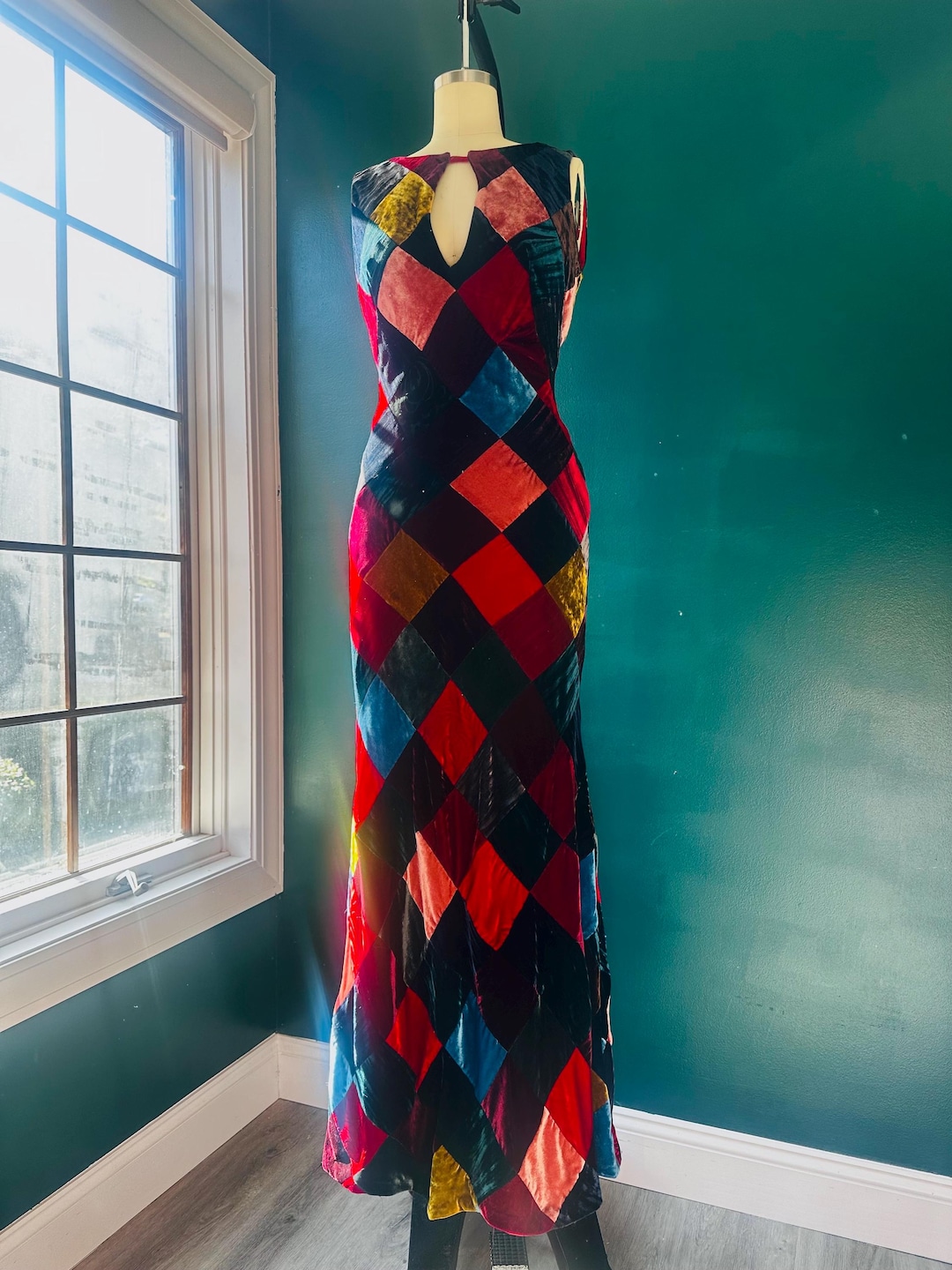 1990s Dolce and Gabbana Patchwork Velvet Gown