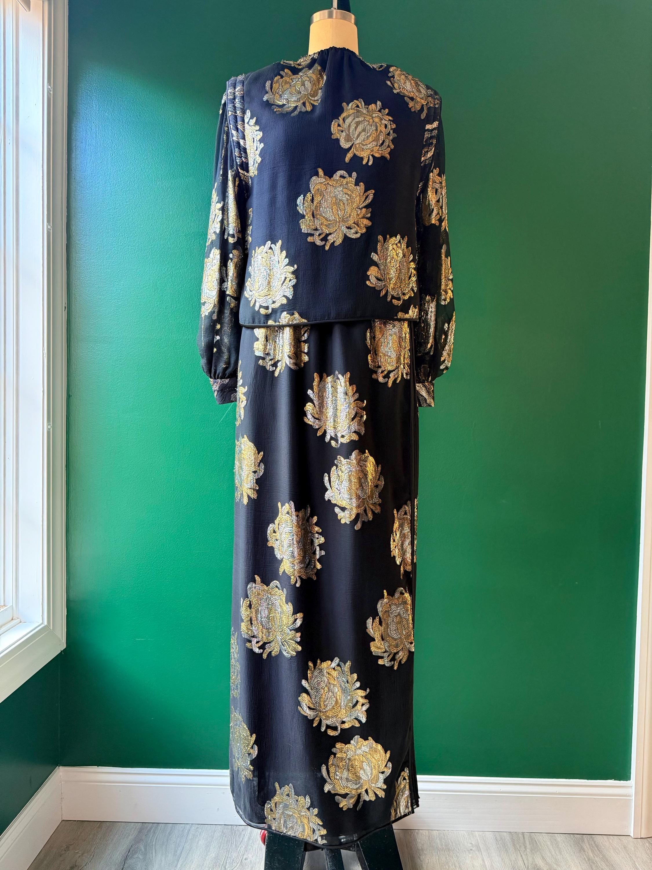 1980s Galanos Silk Skirt Set