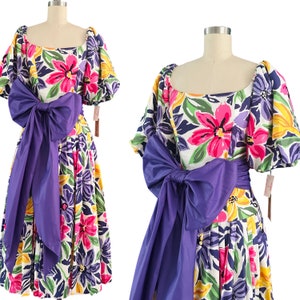 1980s Victor Costa Floral Dress image 1