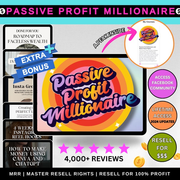 Passive Profit Millionaire Course Vol. 2 | MRR Master Resell Rights For Passive Income Digital Marketing Bundle For Resell | MRR Course