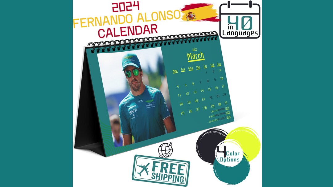 2024 F1 Calendar for Fernando Alonso Fans Our Calendars Are Etsy UK