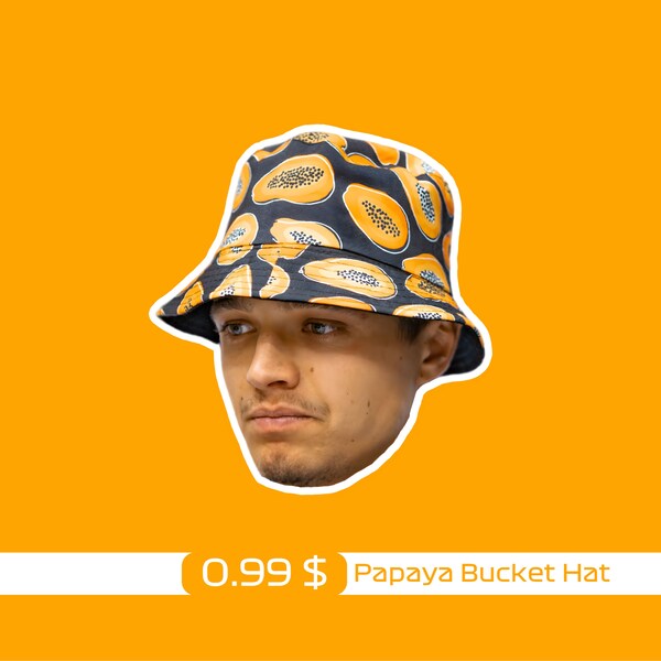 Papaya Bucket Hat | Lando Norris Pack 22 Types | Durable and Reusable F1 Sticker Set |