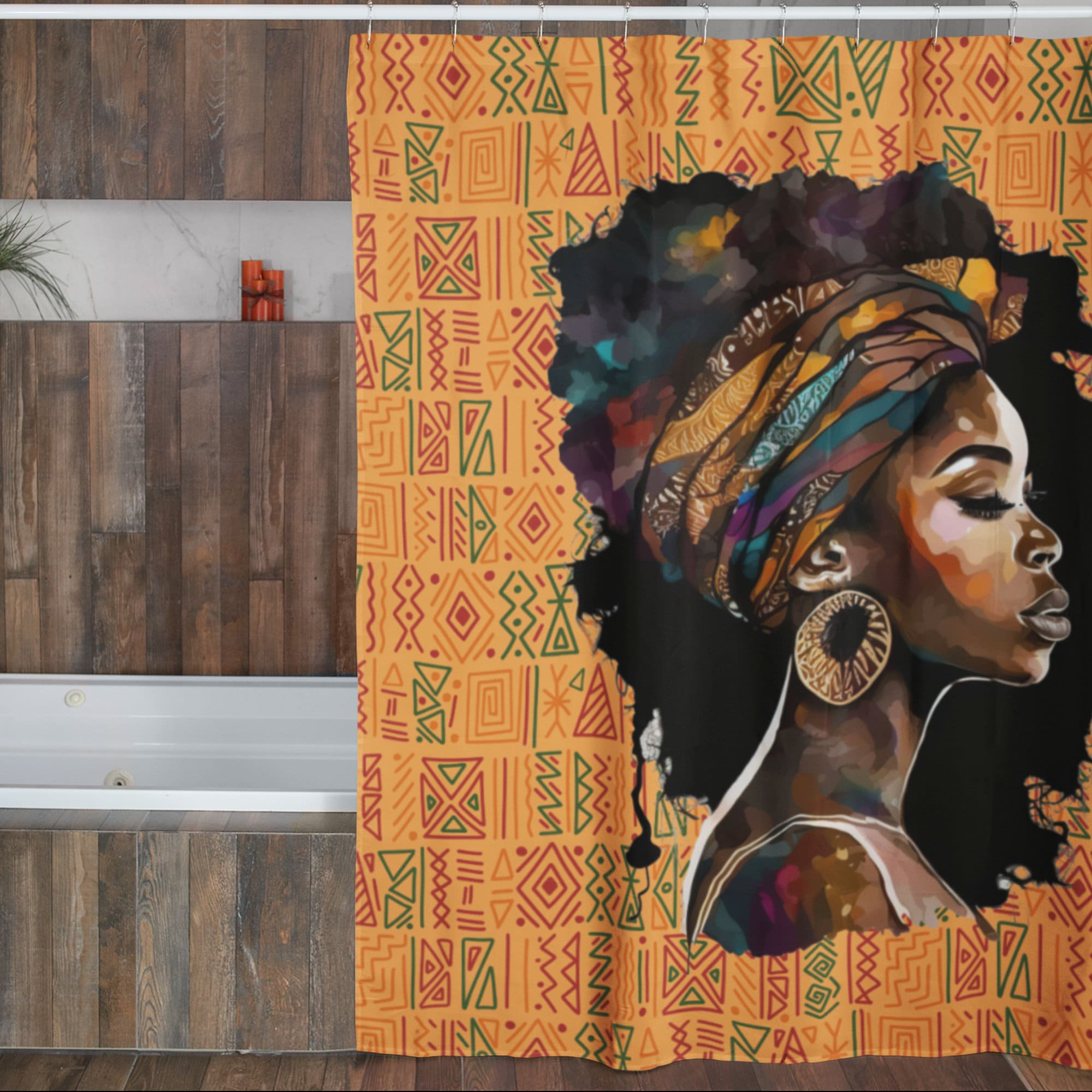 African Queen Shower Curtain Black Woman Shower Curtain Afrocentric