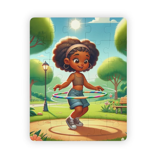 Hula Hoop Cutie Puzzle Kids Puzzle African American Black Girl Puzzle Christmas Gift Birthday Gift Fun Puzzle Kids Activity Game Night