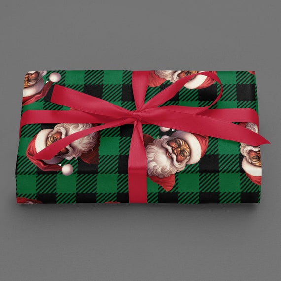 Black Santa Wrapping Paper Black Santa Christmas Paper Black Santa Gift  Wrap Black Santa Xmas Paper African American Black Santa Gift Wrap 