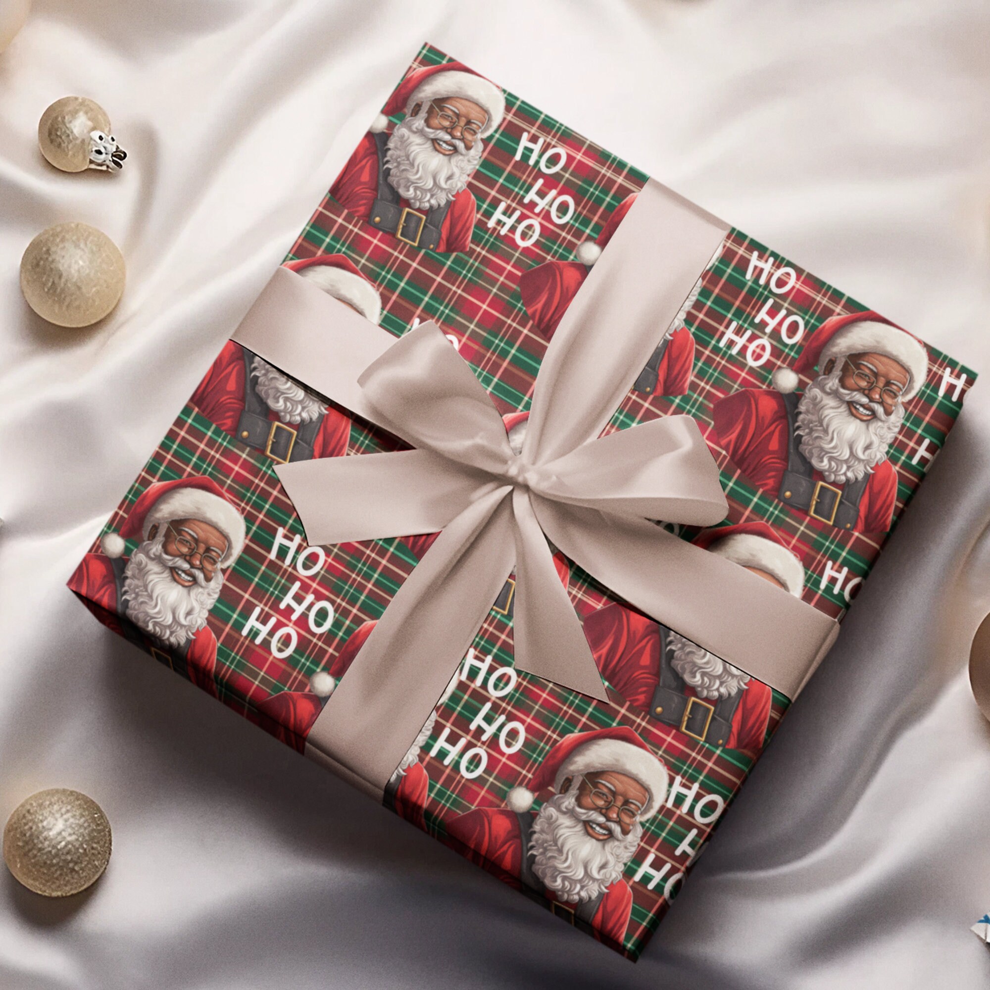 Black Santa Wrapping Paper Black Santa Christmas Paper Black Santa Gift Wrap Black Santa Xmas Paper African American Black Santa Gift Wrap