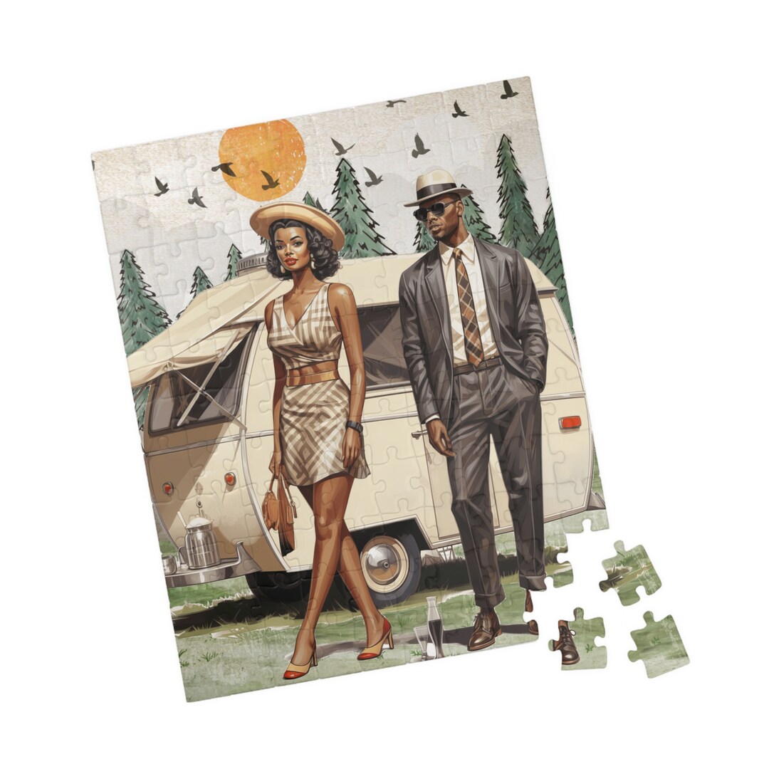 Camping Couple Puzzle African American Puzzle Camping Puzzle Black