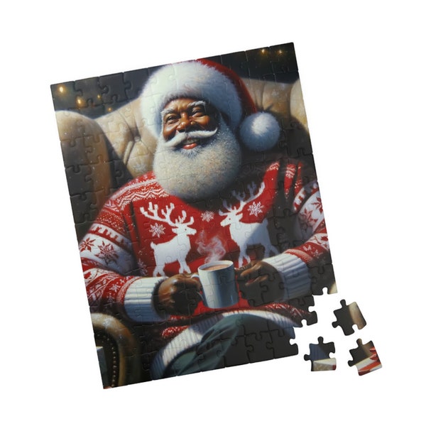 Black Santa Puzzle Christmas Activity Puzzle African American Puzzle Christmas Puzzle Jigsaw Puzzle Christmas Puzzle Holiday Game