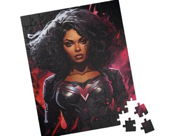 Black Woman Superhero Puzzle African American Puzzle Black Queen Puzzle Black Woman Puzzle Thanksgiving Activity Gift For Wife Jigsaw Puzzle