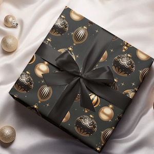 Black and Gold Ornaments Christmas Wrapping Christmas Gifts Wrapping Paper Christmas Present Gift Wrap Christmas Gift Wrap Christmas Present