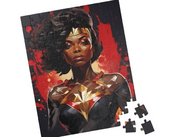 Black Woman Superhero Puzzle African American Puzzle Black Queen Puzzle Black Woman Puzzle Thanksgiving Activity Gift For Mom Jigsaw Puzzle
