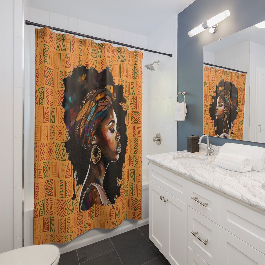 African Queen Shower Curtain Black Woman Shower Curtain Afrocentric