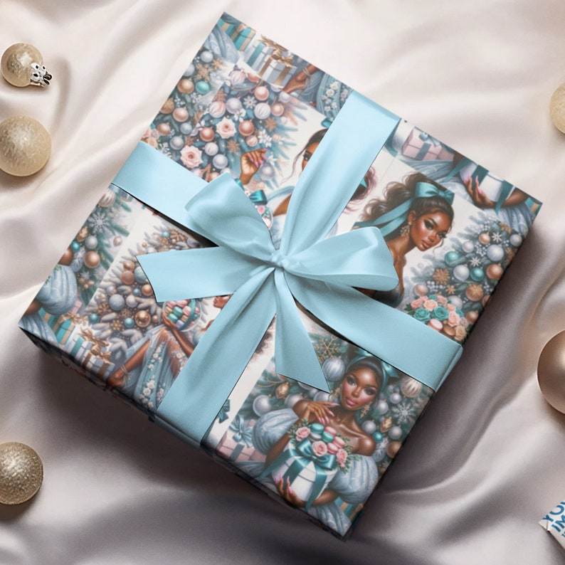 Christmas Queen Wrapping Paper Christmas Wrapping Paper Black Woman