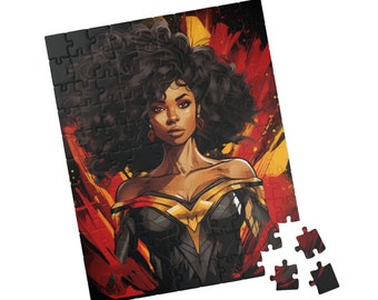 Black Woman Superhero Puzzle African American Puzzle Black Queen Puzzle Black Woman Puzzle Thanksgiving Activity Gift For Wife Jigsaw Puzzle