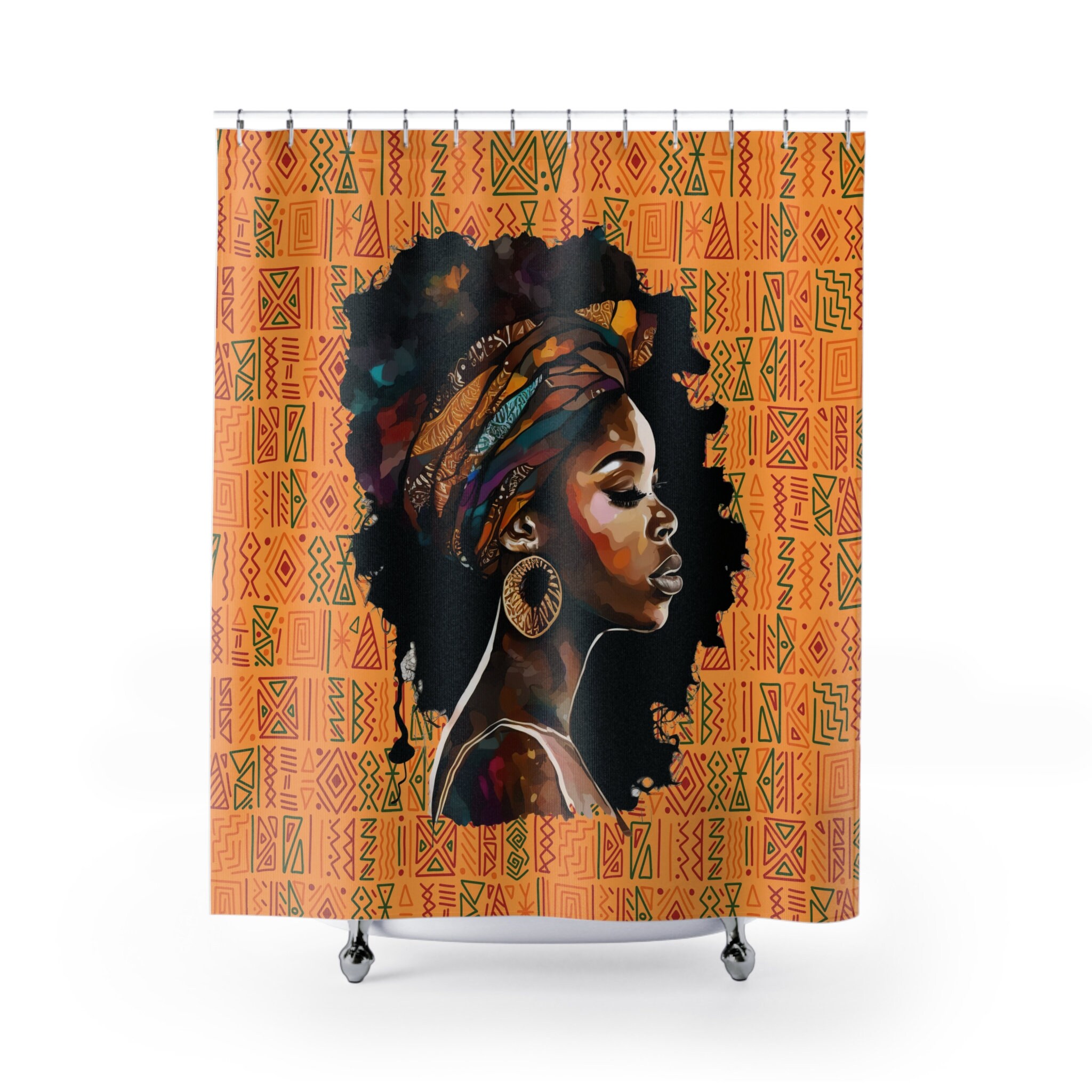 African Queen Shower Curtain Black Woman Shower Curtain Afrocentric