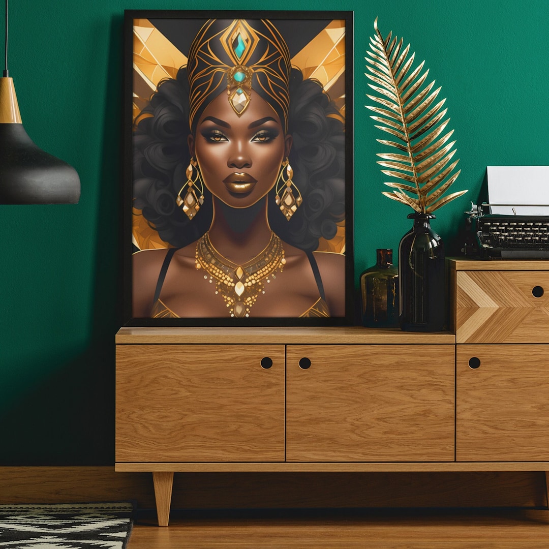 African Queen Art Print Black Woman Art Afrocentric Art Etsy