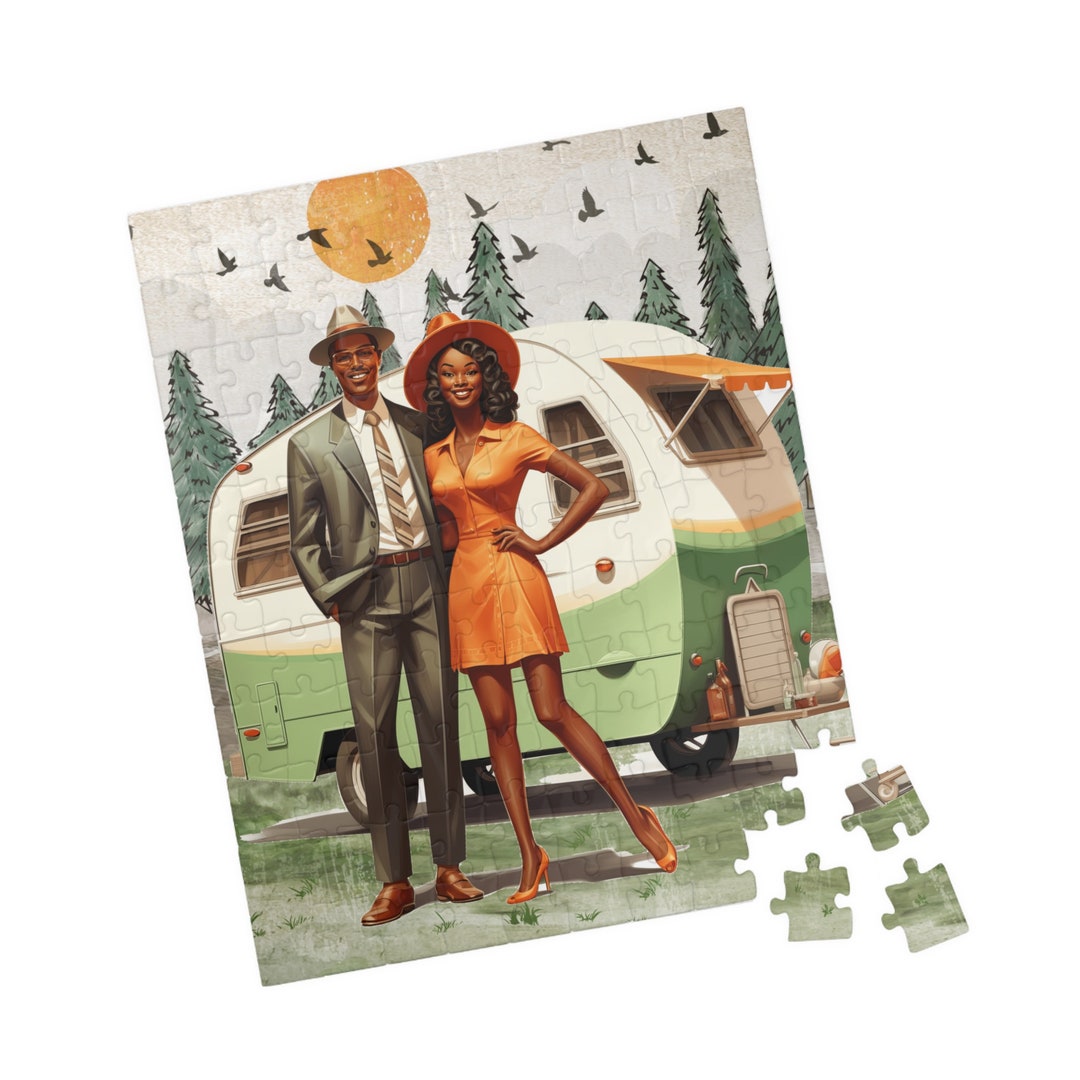 Camping Couple Puzzle African American Puzzle Camping Puzzle Black