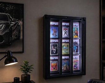 Wall Display Case Suitable for PSA graded slabs Cards LED lighting sport pokemon jordan nba nfl magic