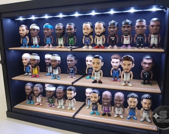 Wall Display Case Suitable for Ballers Figures LED Light Clear Door Black figurines figures toys