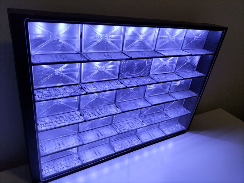 Display Case for Miniatures With LED Lighting Wall Mountable Sliding