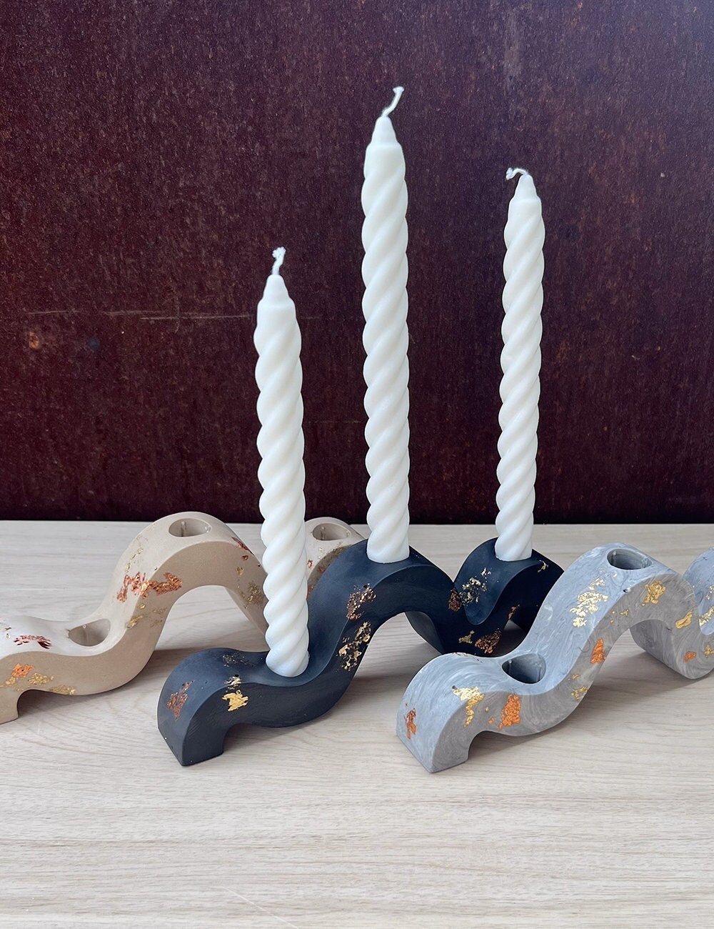 Gold Rush Squiggle Candle Holder Etsy