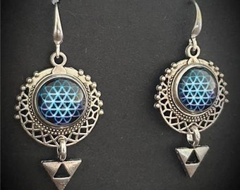 Interconnected Sacred Geometry Silver Earrings