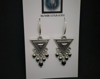 Onyx Geometric Triangle Earrings