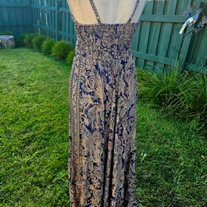 Gold Sari Silk Bohemian Maxi Dress, Adjustable fits S/M/L 8/10/12 zdjęcie 3