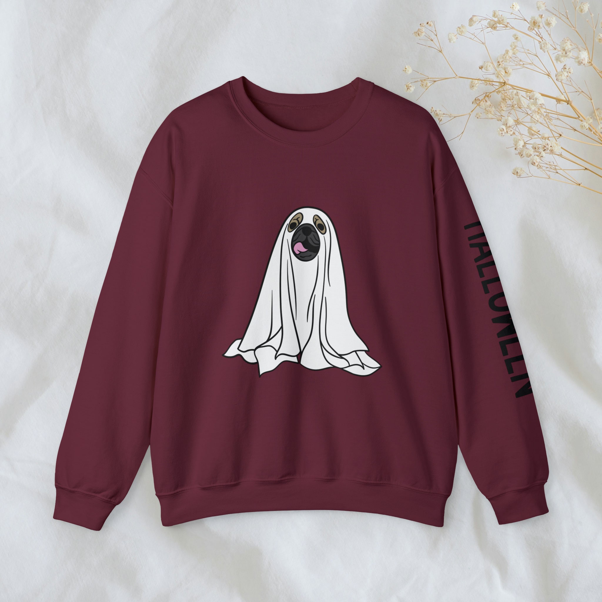 Halloween Ghost Sweatshirt Ghost Crewneck Ghost Dog - Etsy
