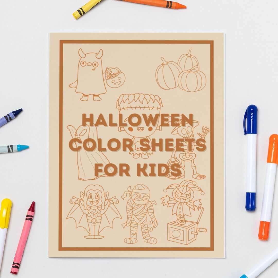 Halloween Color Sheets Kids Coloring Sheets Adult Coloring - Etsy