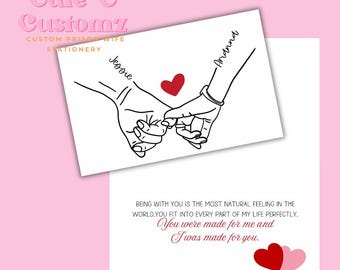 Holding Hands Customized with Names Card